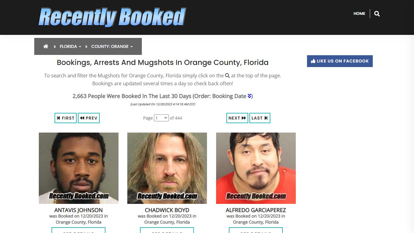 Recent bookings, Arrests, Mugshots in Orange County, Florida
